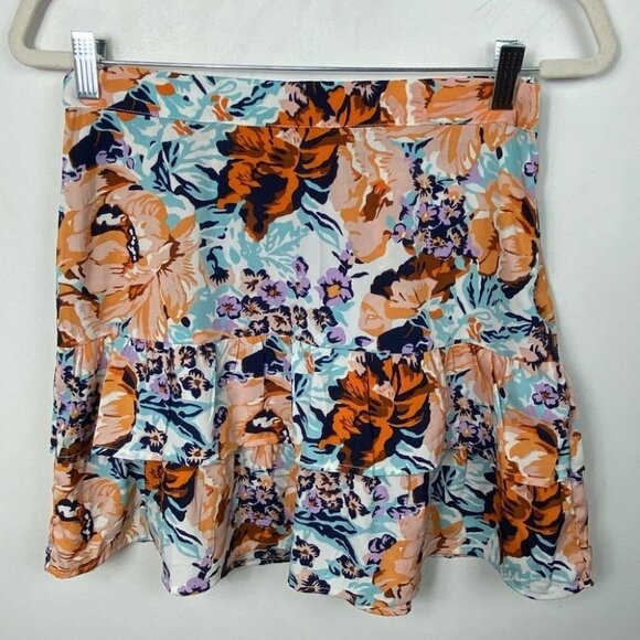 Anthropologie Porridge‎ Floral Mini Skirt Ruffle Size Small Flirty Orange Boho S - Picture 8 of 11